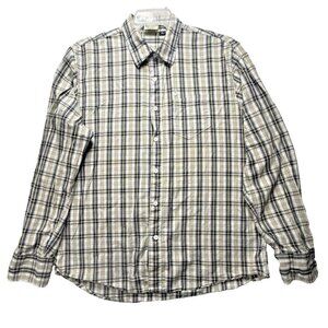 Vtg Volcom Button Up Men Casual Shirt Sz L Multicolor Plaid 100% Organic Cotton